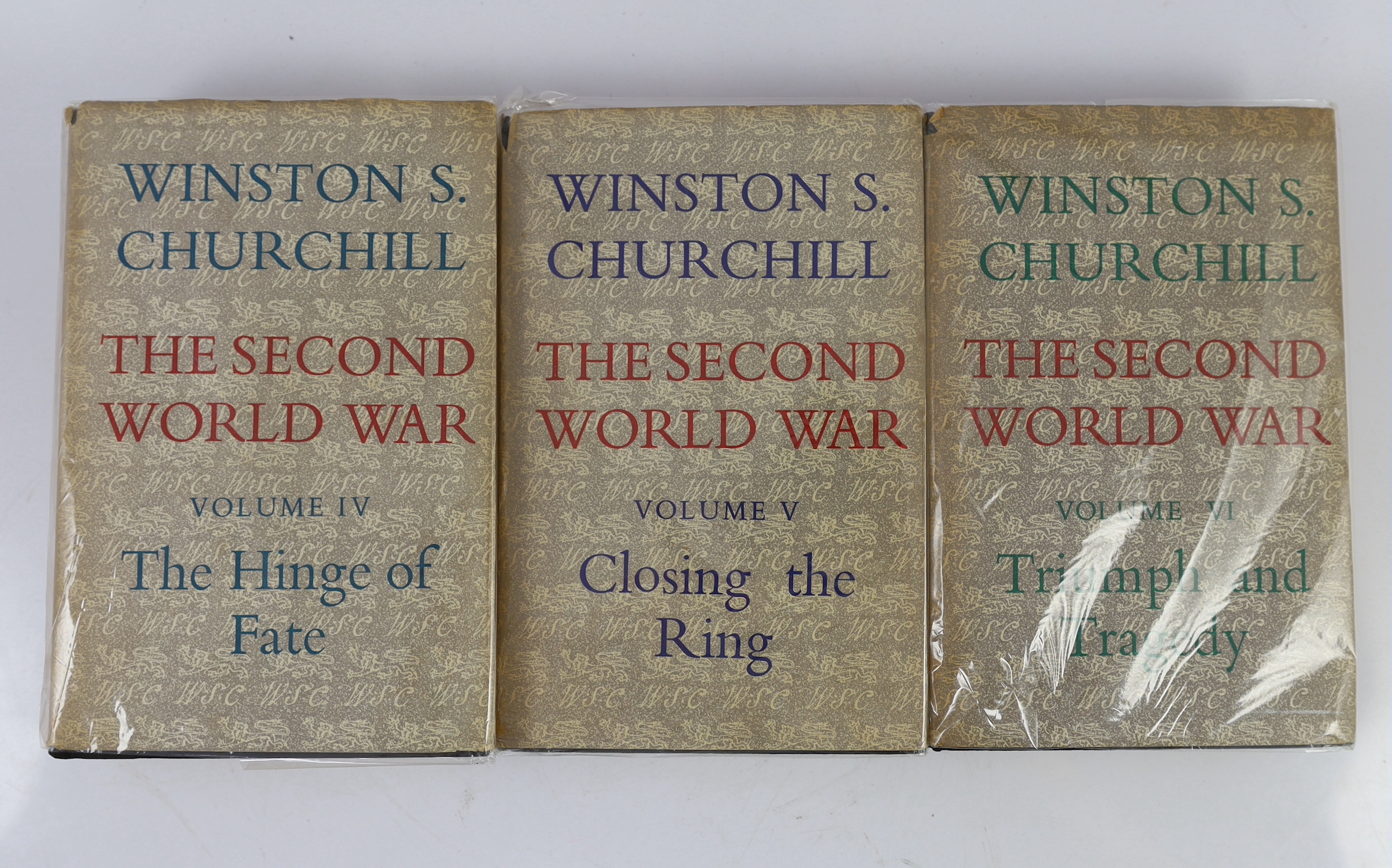 Churchill, Winston S. The Second World War. 6 volumes, 1948-1954. Painting as a Pastime. 1948. Wrappers slightly chipped. Mozeley, Charles. The State Funeral of Sir Winston Churchill. A Sketchbook by Charles Mozley. 1965